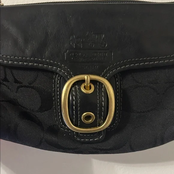 Coach Black Wristlet with Gold Buckle - Picture 2 of 4